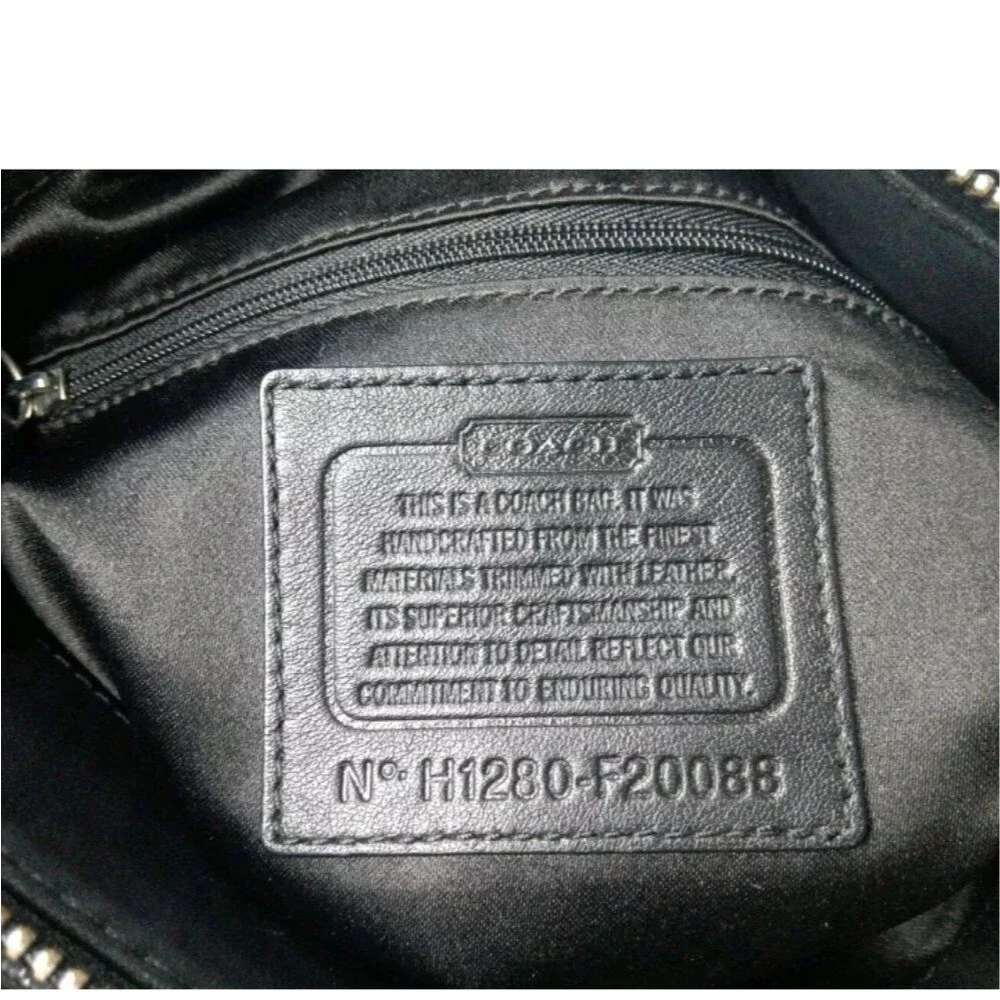 Coach Ashley Dotted Op Art Jacquard Hippie Handbag Black & Khaki F20088